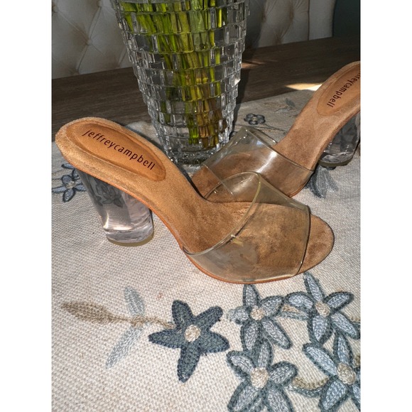 Jeffrey Campbell Women's Clear Lucite Heel Mules Slides Size 7.5‎ - Picture 2 of 6